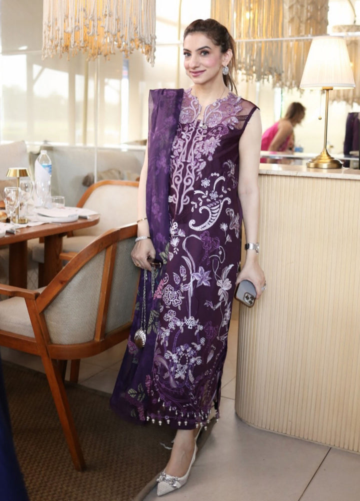 Asifa and Nabeel Unstitched Embroidered Lawn 3 Piece Suit AN26ULE Plum Royale VSL 26-10 - Eid Collection