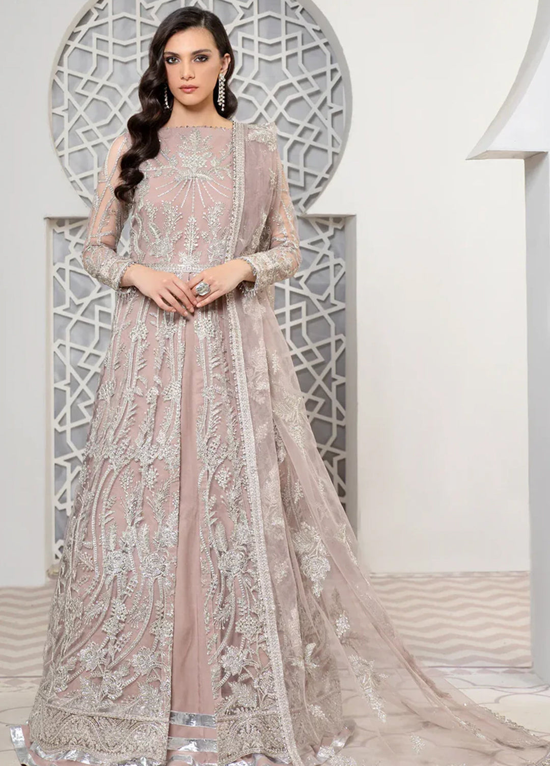 Pareesia by Zarif Embroidered  Suits Unstitched 3 Piece ZR25UF ZP 01 ROSE GOLD - Luxury Collection