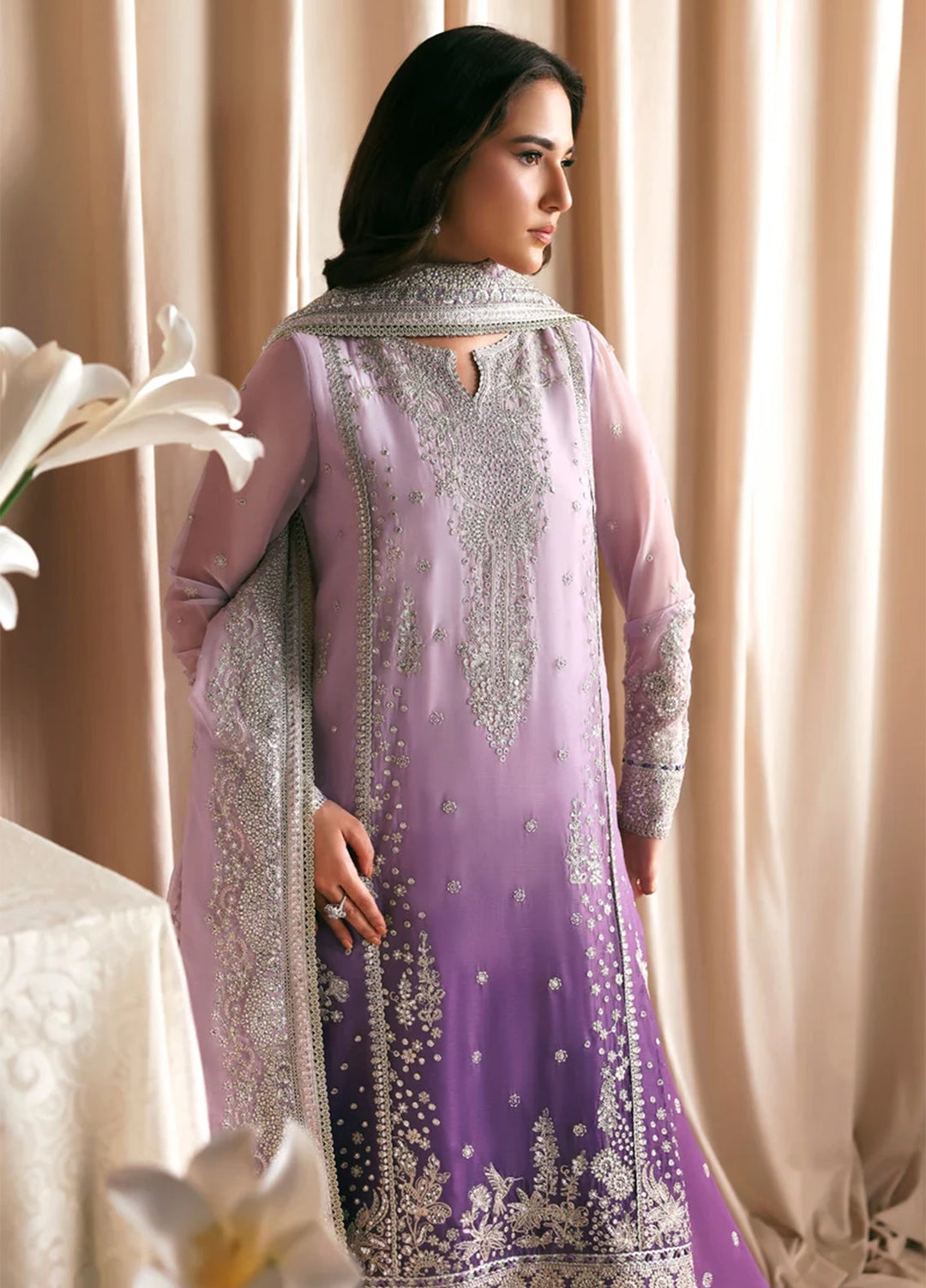 Sirayya by Zarif Unstitched Embroidered Chiffon 3 Piece Suit ZR26US Nigah 02 - Wedding Collection