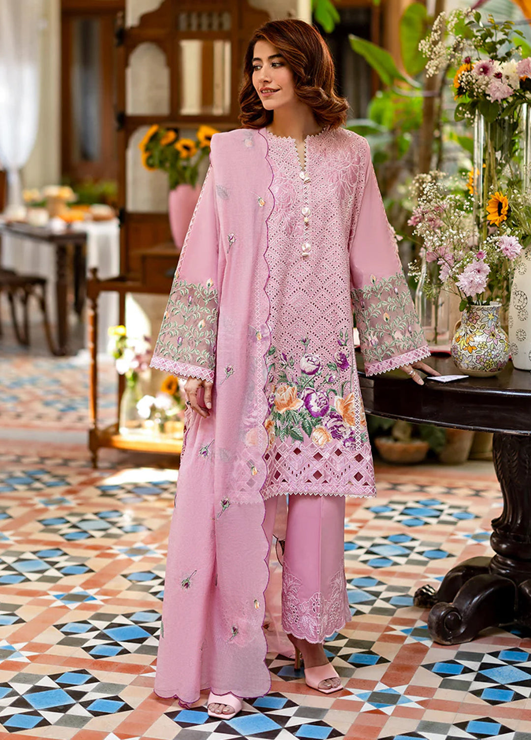 Astoria by Mushq Unstitched Embroidered Lawn 3 Piece Suit MQ26UAL 308-Arabil - Festive Collection