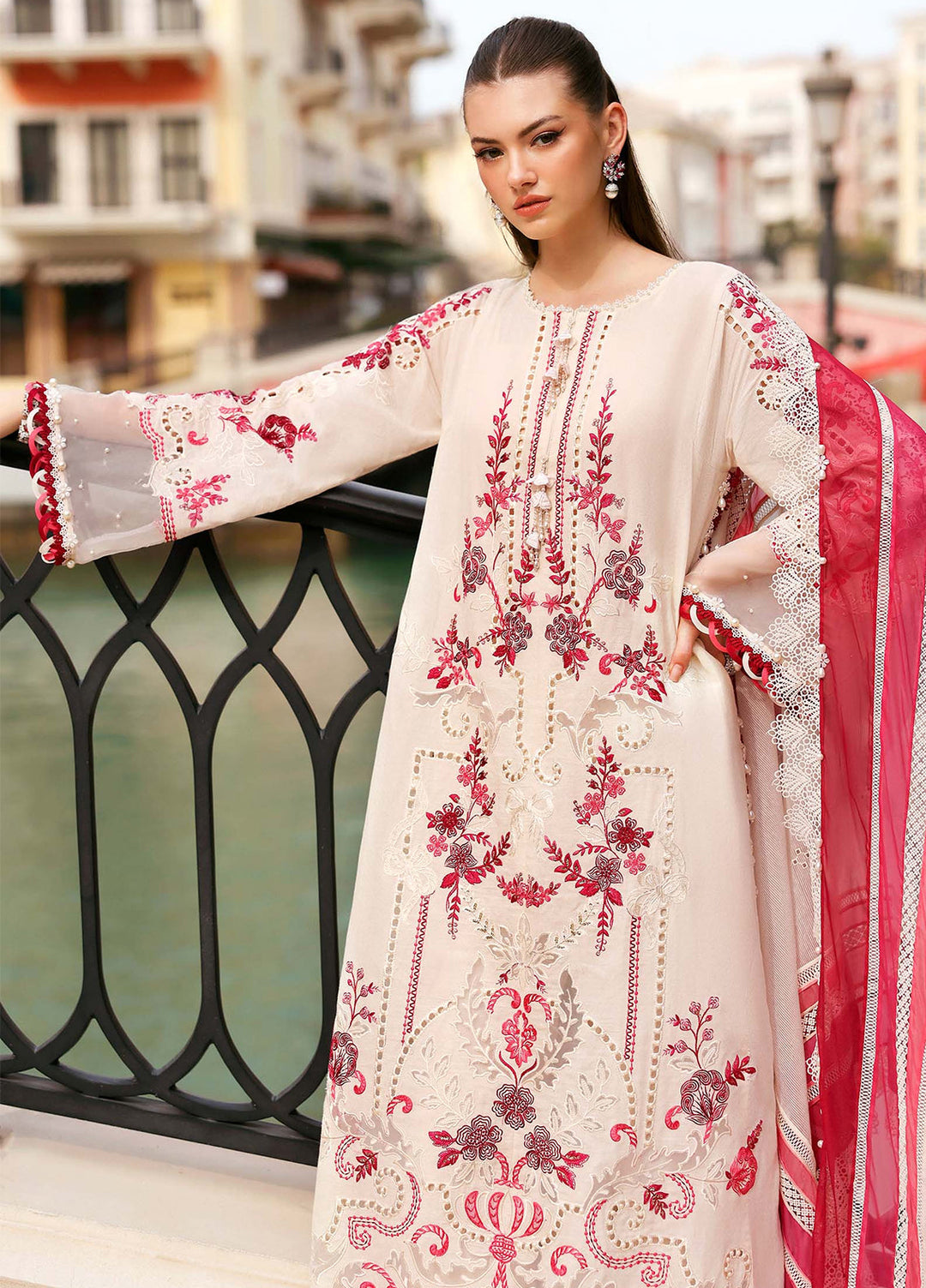 Maria B Unstitched Embroidered Luxury Lawn 3 Piece Suit MB26UEL 9A - Eid Collection