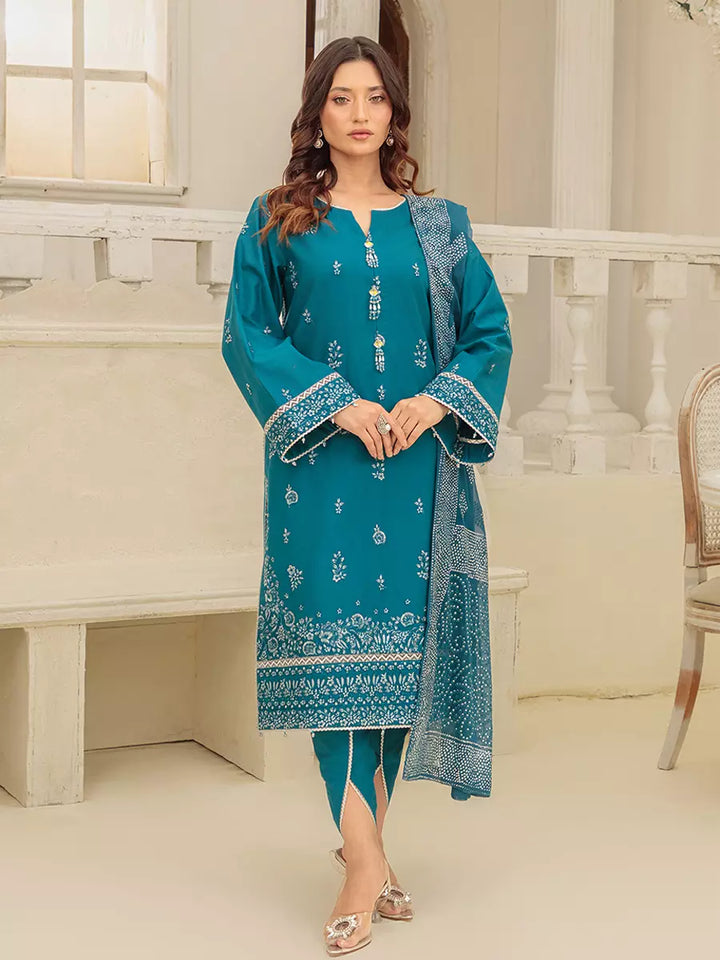 Salitex Unstitched Embroidered Cambric 3 Piece Suit UNS7MK012UT - Festive Collection