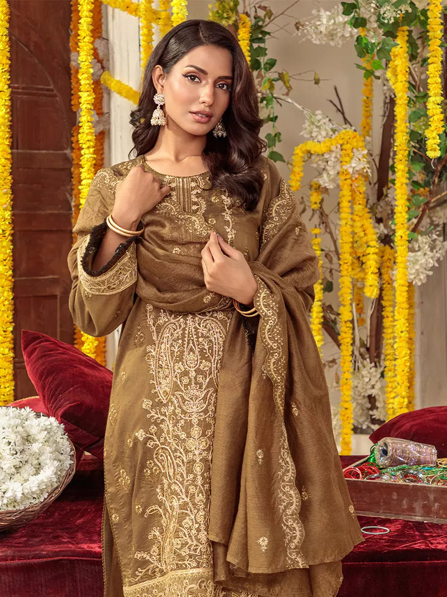 Salitex Unstitched Embroidered Cotton Silk 3 Piece Suit SUNW6NO044UT - Festive Collection
