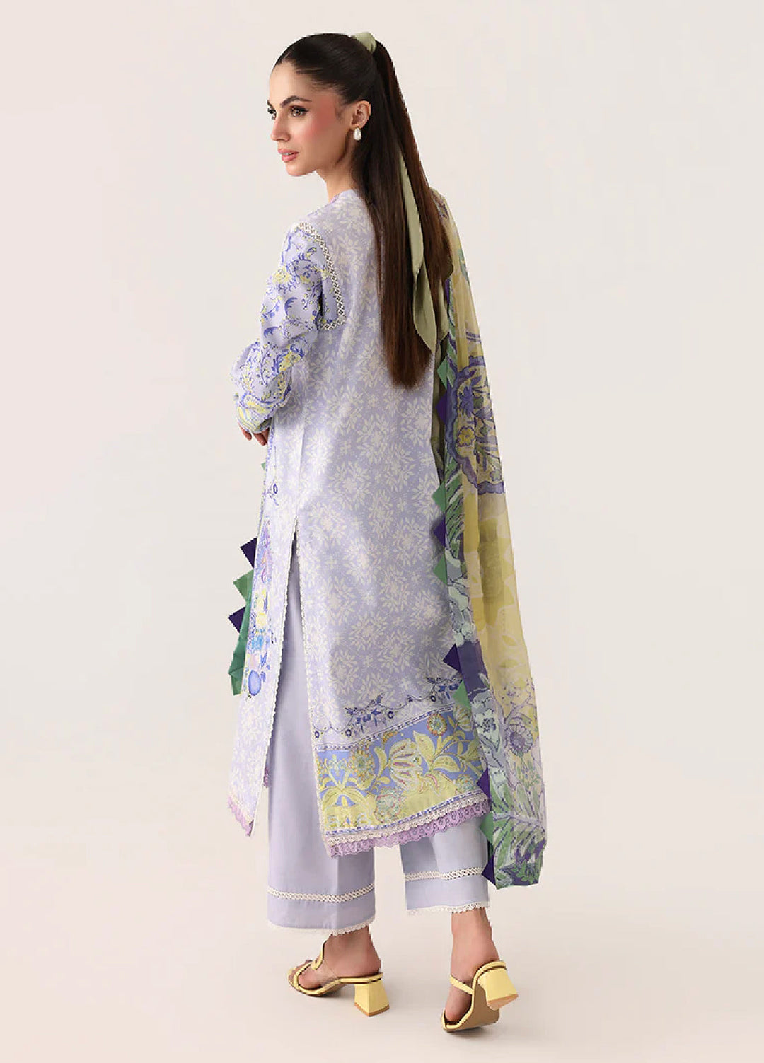 Rosette by Roheenaz Unstitched Lawn Embroidered 3 Piece Suit RNZ26UR Blush Meadow-4B - Summer Collection