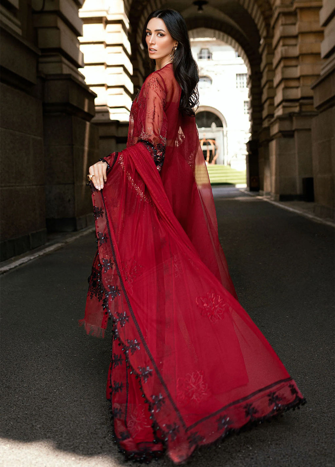 Soiree by Maria B Unstitched Net Embroidered Suits 3 Piece MB25SF D-6 - Formals Collection
