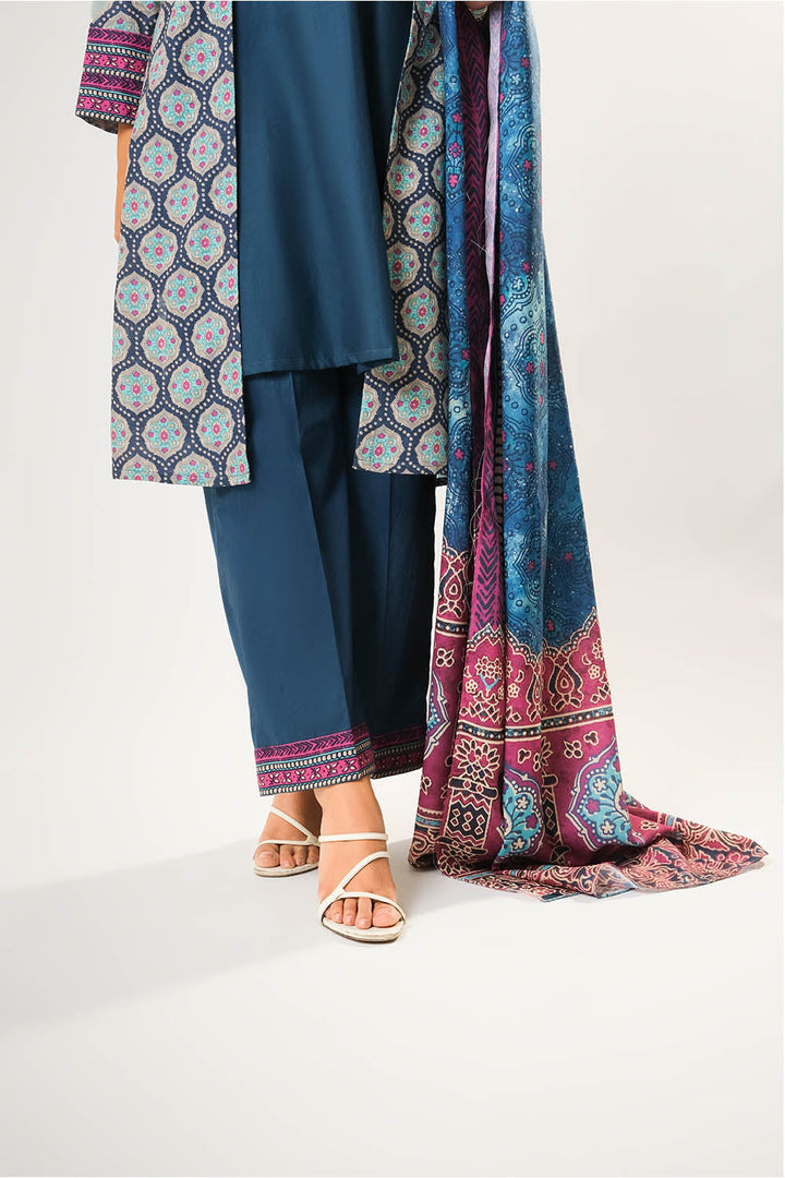 Senorita Women RTW Women Blue and Multicolor Casual 3 Piece Suit Cotton Khaddar Printed LAD-03198 - Winter Collection
