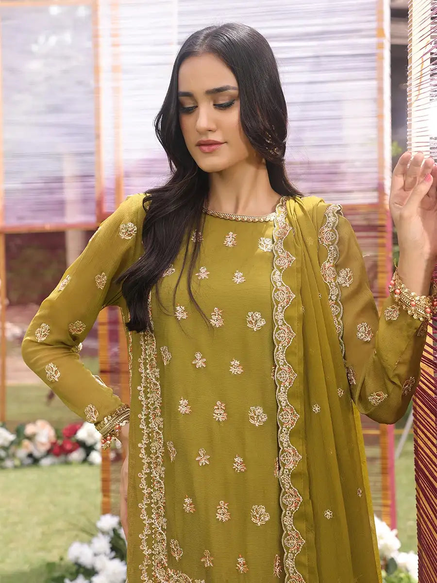 Salitex Women Embroidered Chiffon 3 Piece Suit UNW24CH011 - Summer Collection