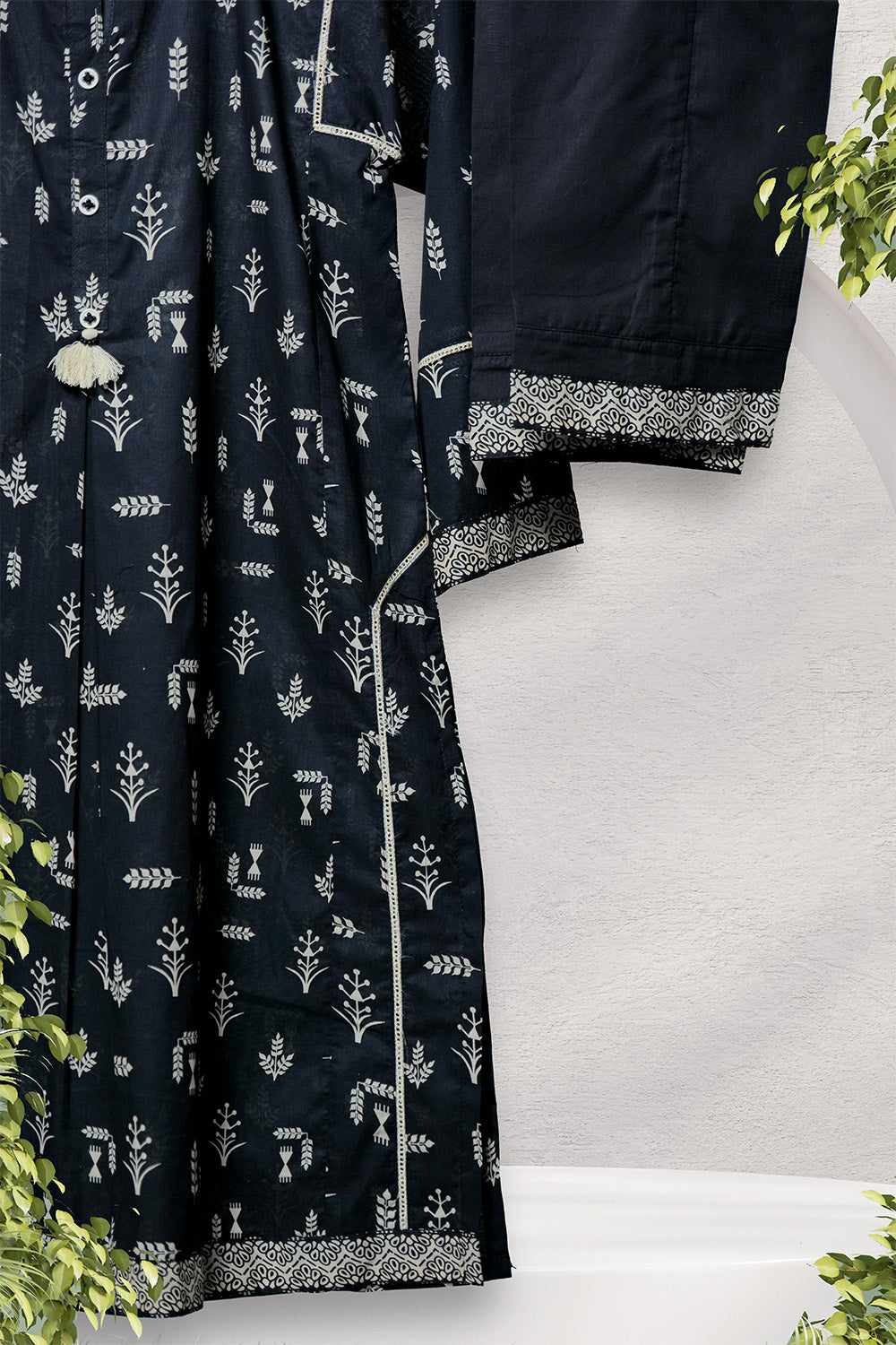 Senorita Girls Ready to Wear Girls Black and Fawn Casual 3 Piece Suit Cotton Lawn Printed GAD-02700 - Summer Collection