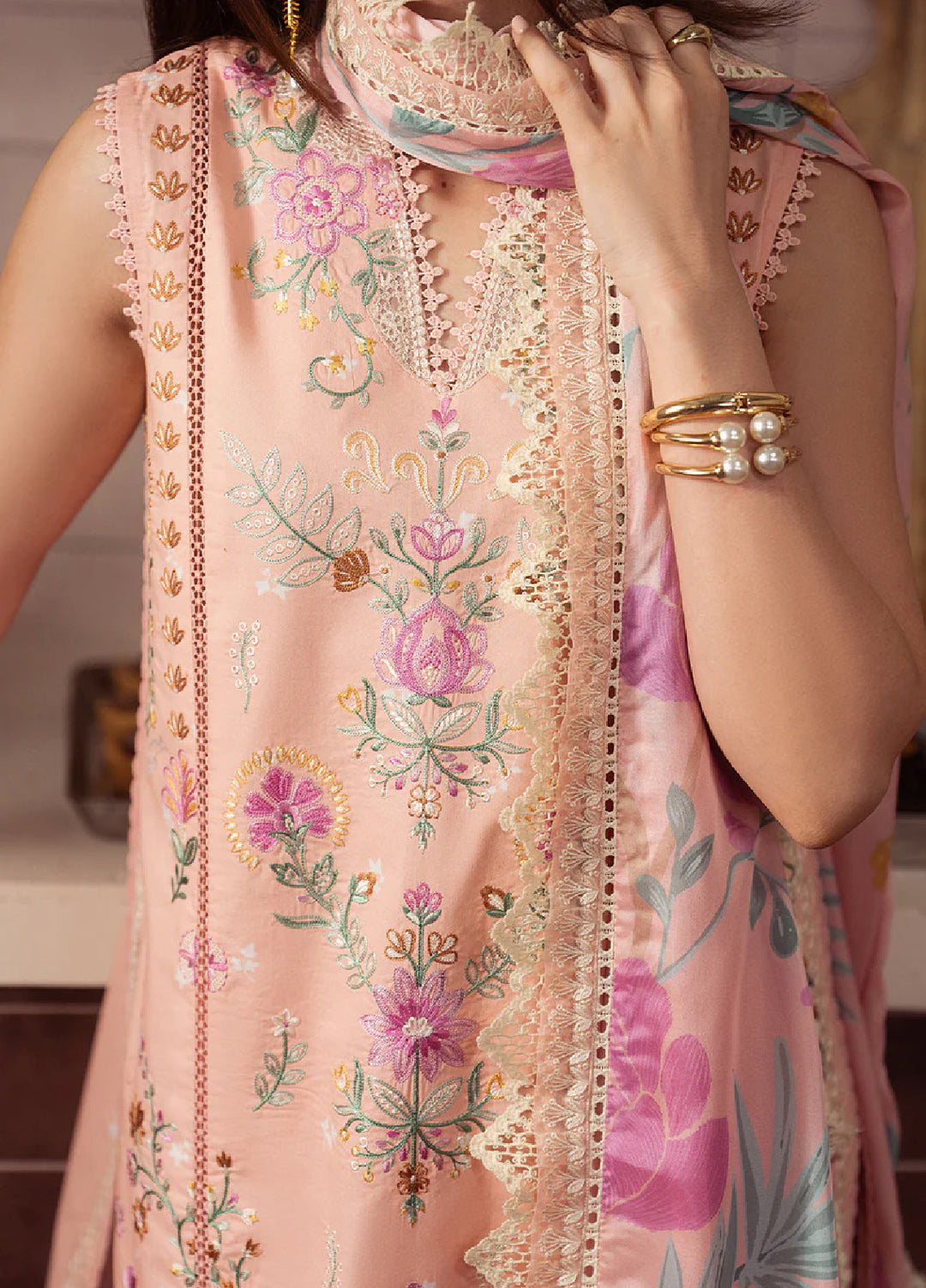 Brewed by Ayzel Unstitched Embroidered Lawn 3 Piece Suit AAF26UBL Caffeine ZWU-0148-3PO - Festive Collection