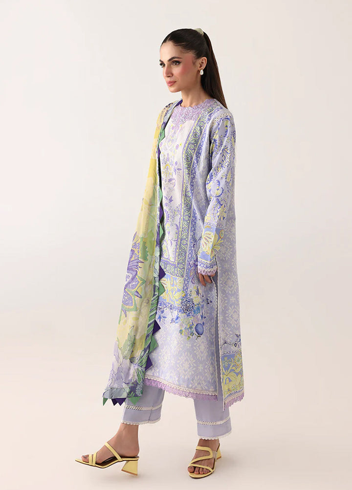 Rosette by Roheenaz Unstitched Lawn Embroidered 3 Piece Suit RNZ26UR Blush Meadow-4B - Summer Collection