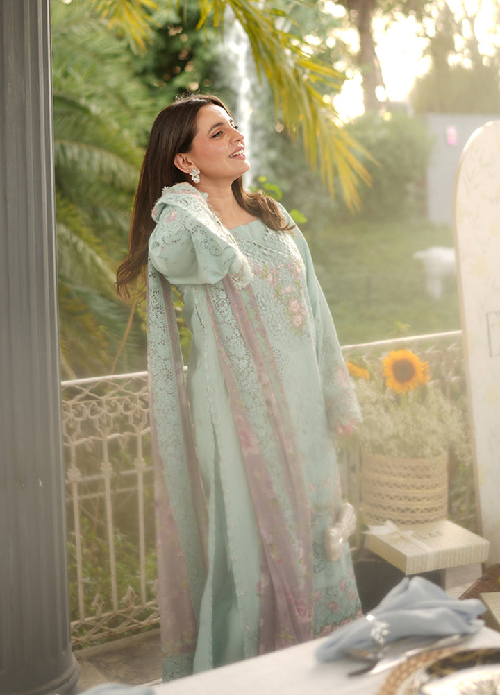 Elaf Premium Unstitched Embroidered Lawn 3 Piece Suit EL26ULF Mint Story ELQ-6B - Festive Collection