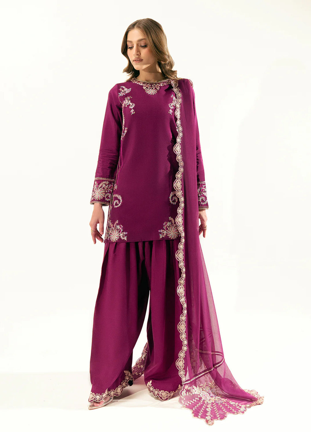 Sahane Pret Embroidered Raw Silk 3 Piece Suit ME 24008 Camilla