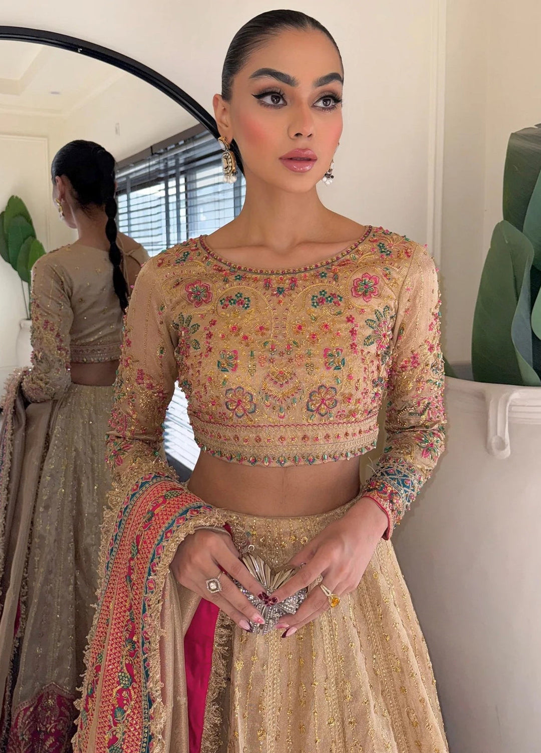 Jhil Mil by Maria Osama Khan Embroidered Tissue Suits Unstitched 3 Piece MOK25JM Danak - Wedding Collection
