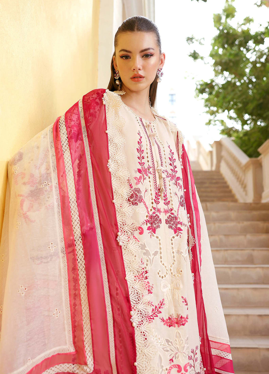 Maria B Unstitched Embroidered Luxury Lawn 3 Piece Suit MB26UEL 9A - Eid Collection