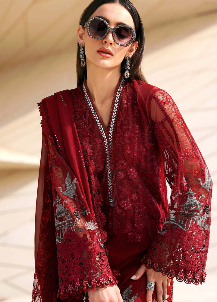 Maria B Unstitched Embroidered Luxury Lawn 3 Piece Suit MB26UEL 7A - Eid Collection