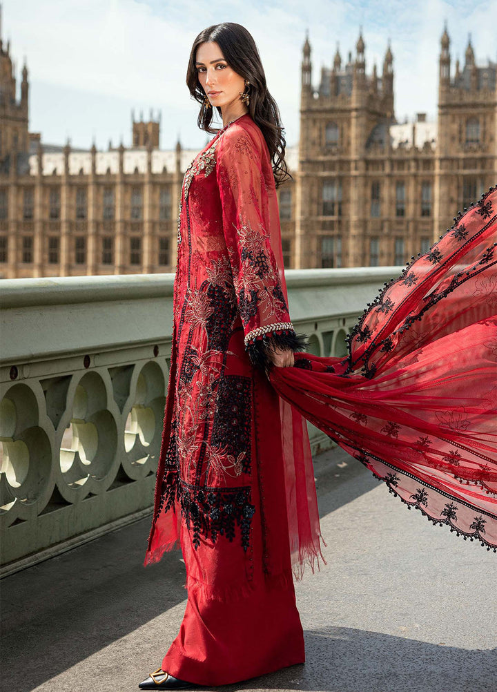 Soiree by Maria B Unstitched Net Embroidered Suits 3 Piece MB25SF D-6 - Formals Collection