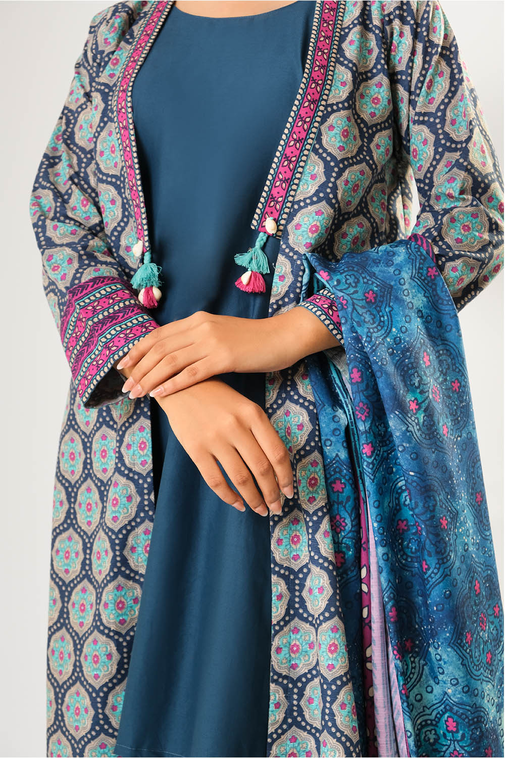 Senorita Women RTW Women Blue and Multicolor Casual 3 Piece Suit Cotton Khaddar Printed LAD-03198 - Winter Collection