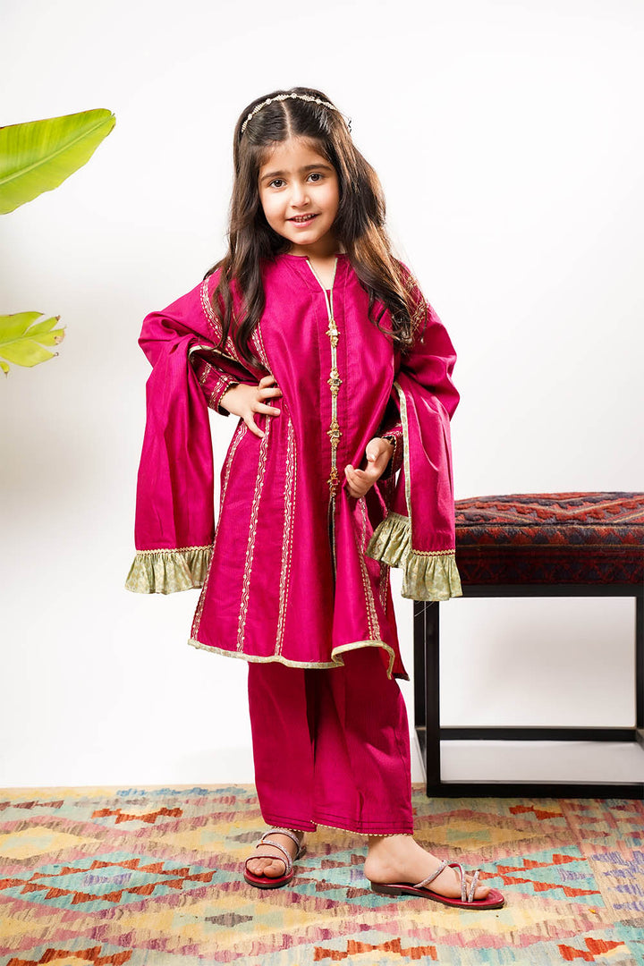 Senorita Girls RTW Embroidered Chambray 3 Piece Suit KDD-03237 Eid Collection