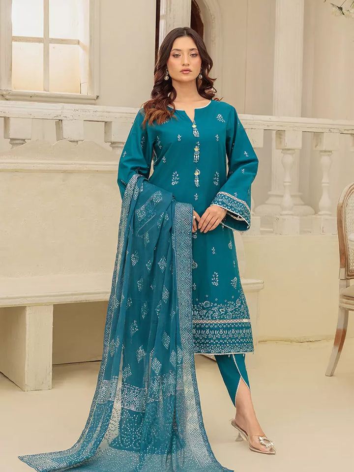 Salitex Unstitched Embroidered Cambric 3 Piece Suit UNS7MK012UT - Festive Collection