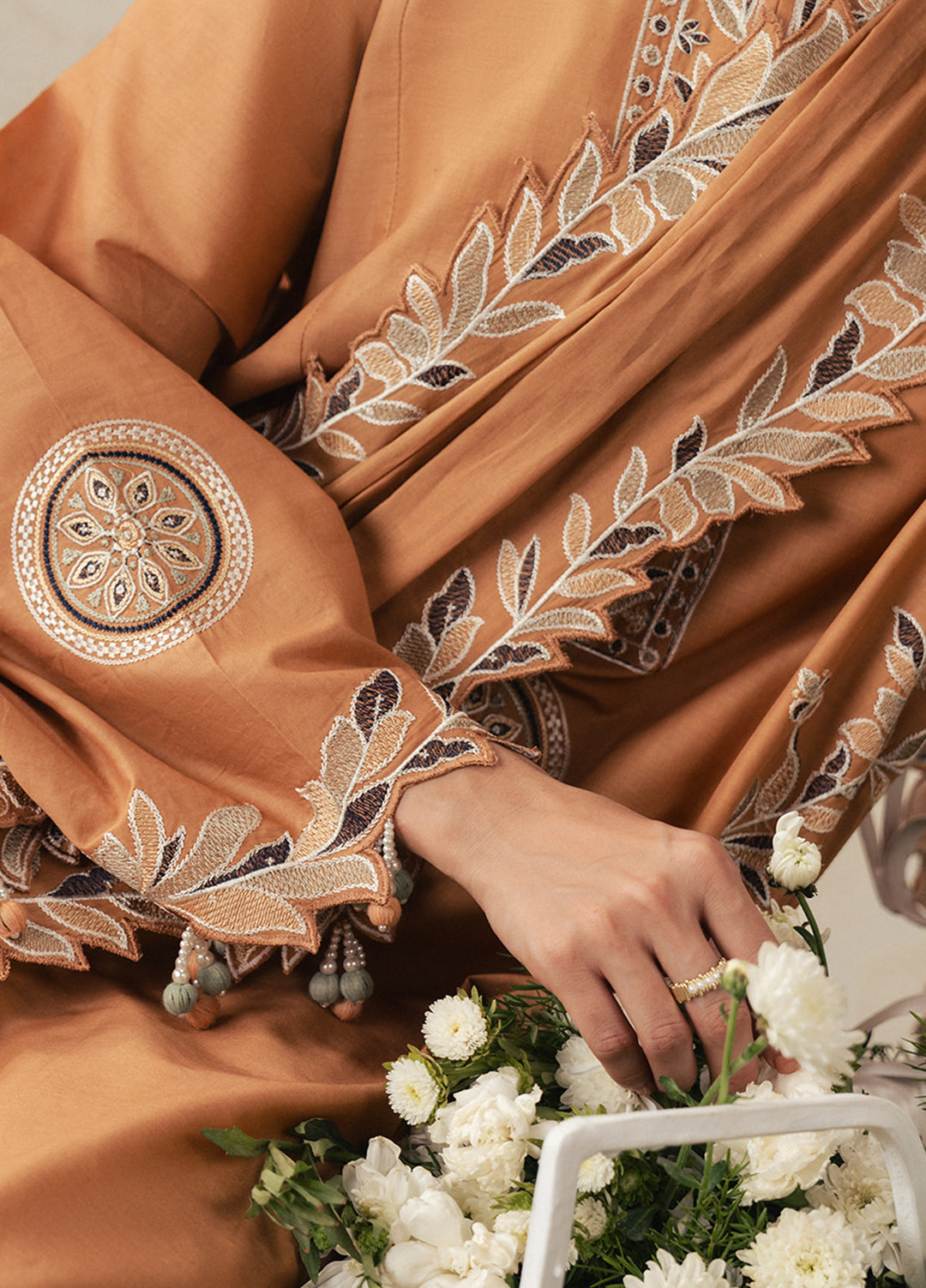 Moonsoon Edit by Cross Stitch Unstitched Embroidered Cambric 3 Piece Suit CS26UCM Amber Dune - Casual Collection