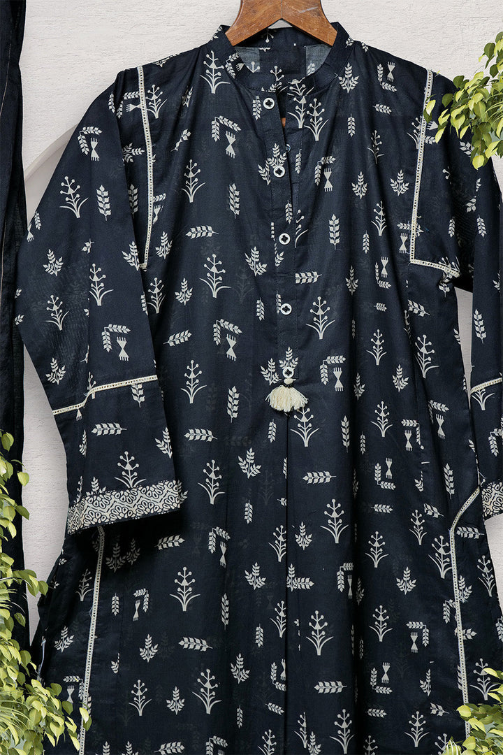 Senorita Girls Ready to Wear Girls Black and Fawn Casual 3 Piece Suit Cotton Lawn Printed GAD-02700 - Summer Collection