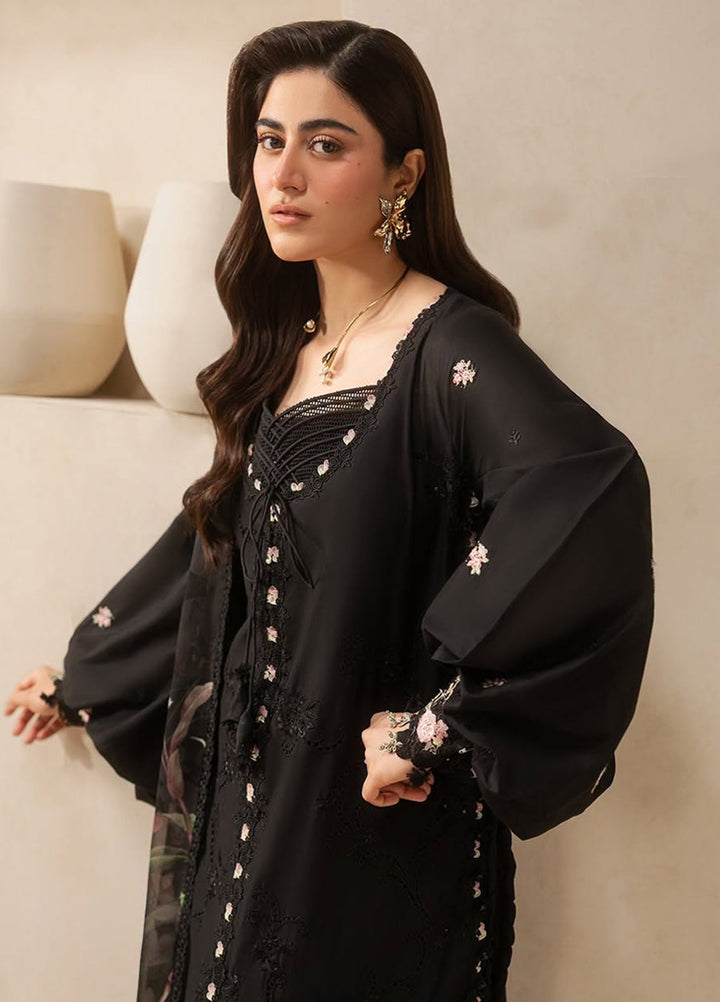 E-Craft by Elaf Unstitched Embroidered Lawn 3 Piece Suit EHC-5A Charcoal - Casual Collection