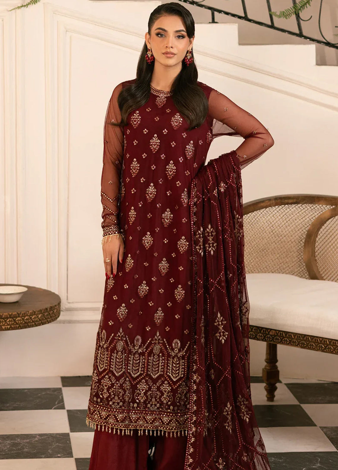 Zarif Embroidered Net Suit Unstitched 3 Piece ZR25UF ZRF-004 Amal - Formal Collection