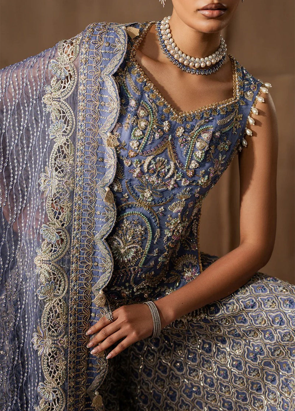 The Brides Edit by Afrozeh Unstitched Embroidered Organza 3 Piece Suit AF26UBE D-03 Arabella - Wedding Collection