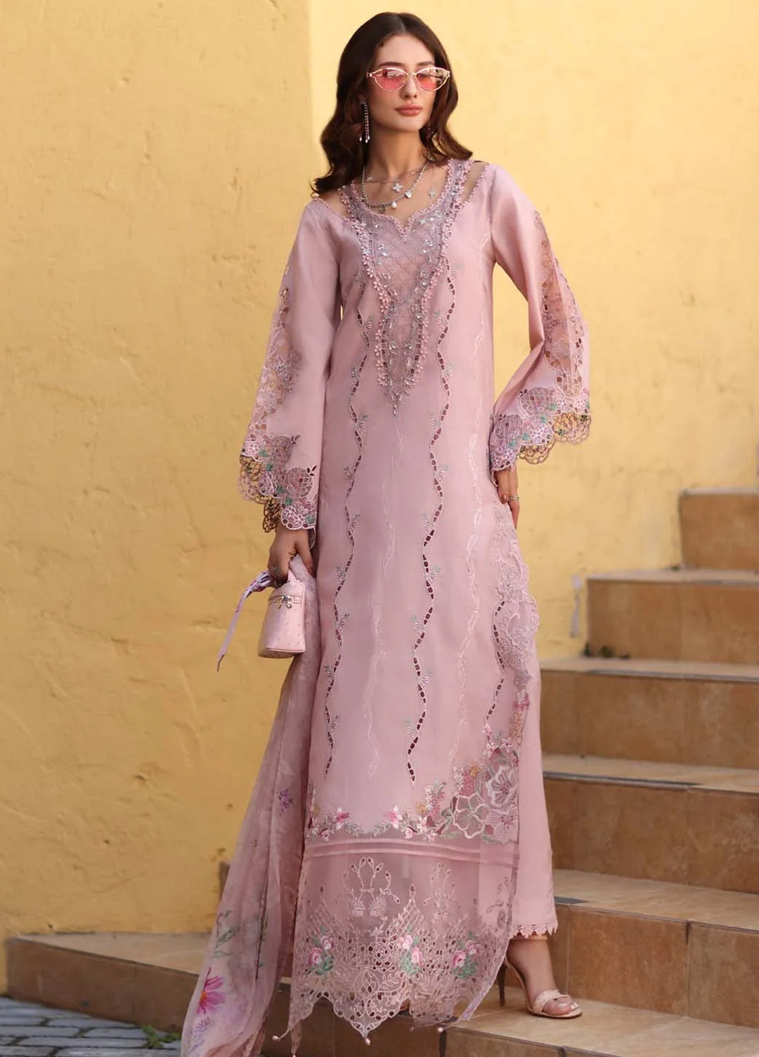 Noor Luxe by Saadia Asad Unstitched Embroidered Lawn 3 Piece Suit SA26UNL D-2A - Summer Collection