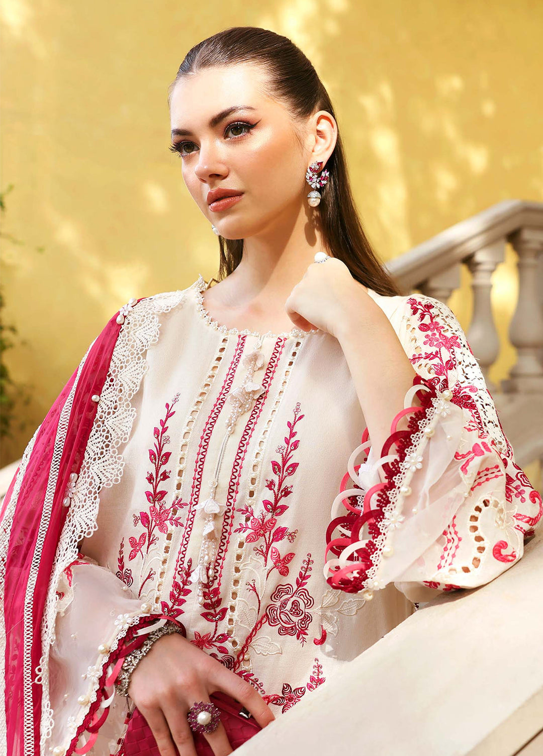 Maria B Unstitched Embroidered Luxury Lawn 3 Piece Suit MB26UEL 9A - Eid Collection