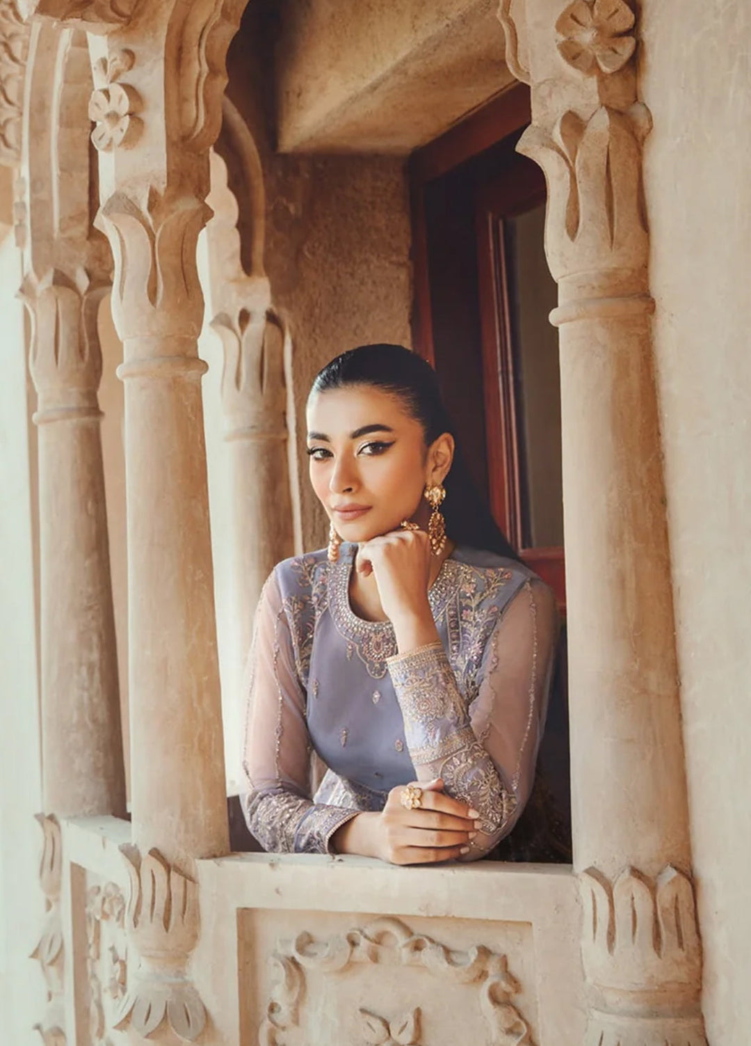 Mehr-un-Nissa By Florent Unstitched Wedding Embroidered Net 4 Piece FL25 FL-2 ZEENAT - Formals Collection