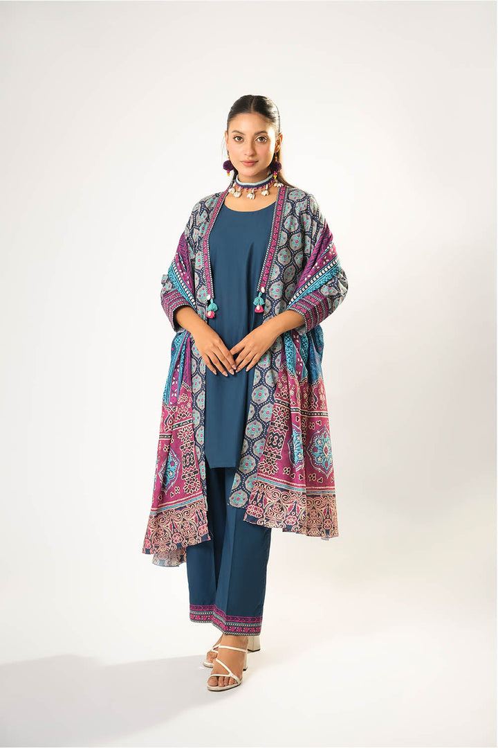 Senorita Women RTW Women Blue and Multicolor Casual 3 Piece Suit Cotton Khaddar Printed LAD-03198 - Winter Collection