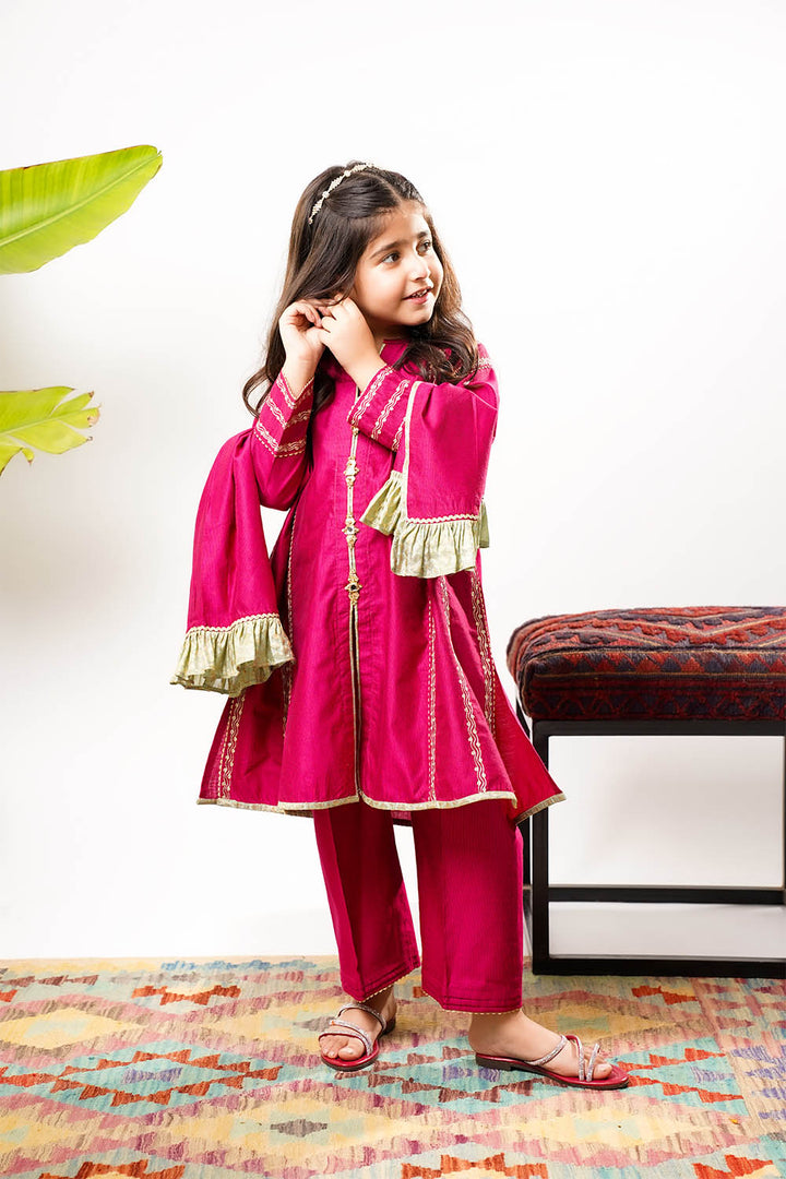 Senorita Girls RTW Embroidered Chambray 3 Piece Suit KDD-03237 Eid Collection