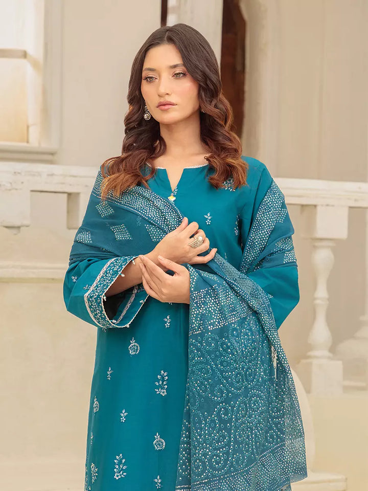Salitex Unstitched Embroidered Cambric 3 Piece Suit UNS7MK012UT - Festive Collection