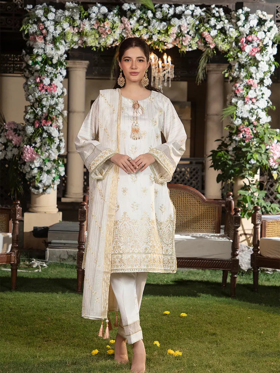 Jashn e Noor by Salitex Unstitched Embroidered 3 Piece Cotton Silk SUNW7NO095 - Summer Collection