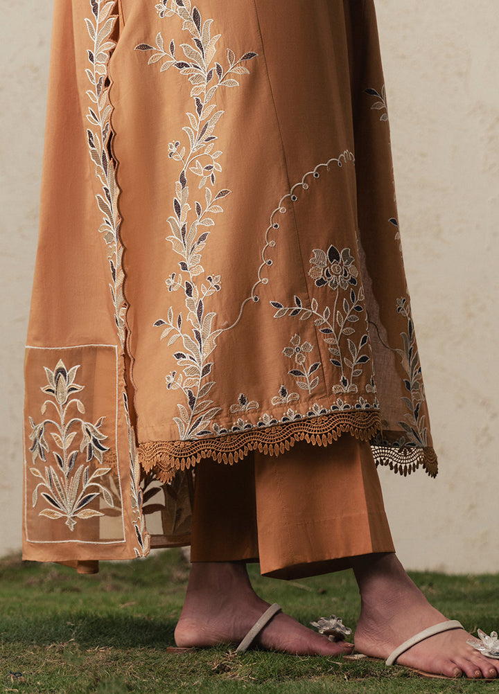 Moonsoon Edit by Cross Stitch Unstitched Embroidered Cambric 3 Piece Suit CS26UCM Amber Dune - Casual Collection