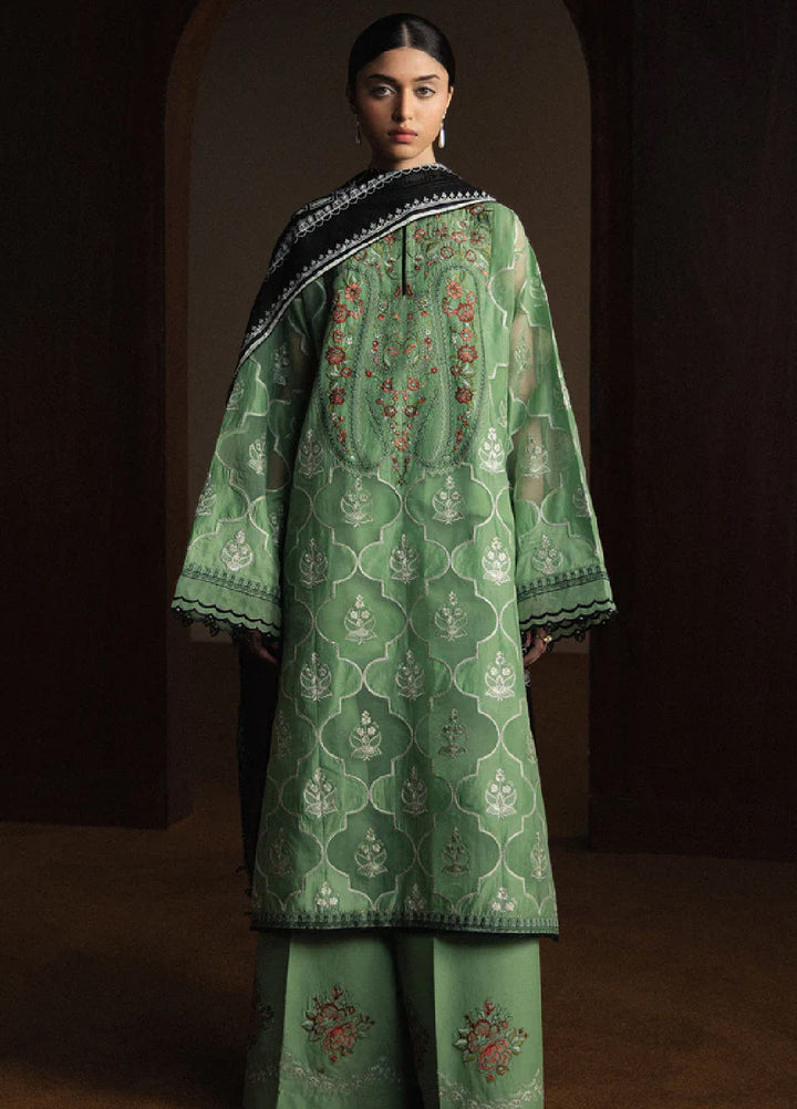 Satori by Zara Shahjahan Unstitched Embroidered Lawn 3 Piece Suit ZS26USL D-6 MIDORIYA - Summer Collection