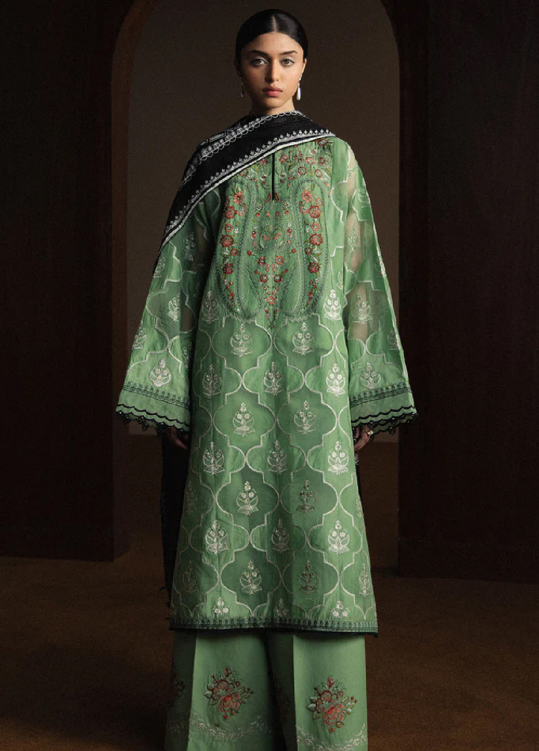 Satori by Zara Shahjahan Unstitched Embroidered Lawn 3 Piece Suit ZS26USL D-6 MIDORIYA - Summer Collection