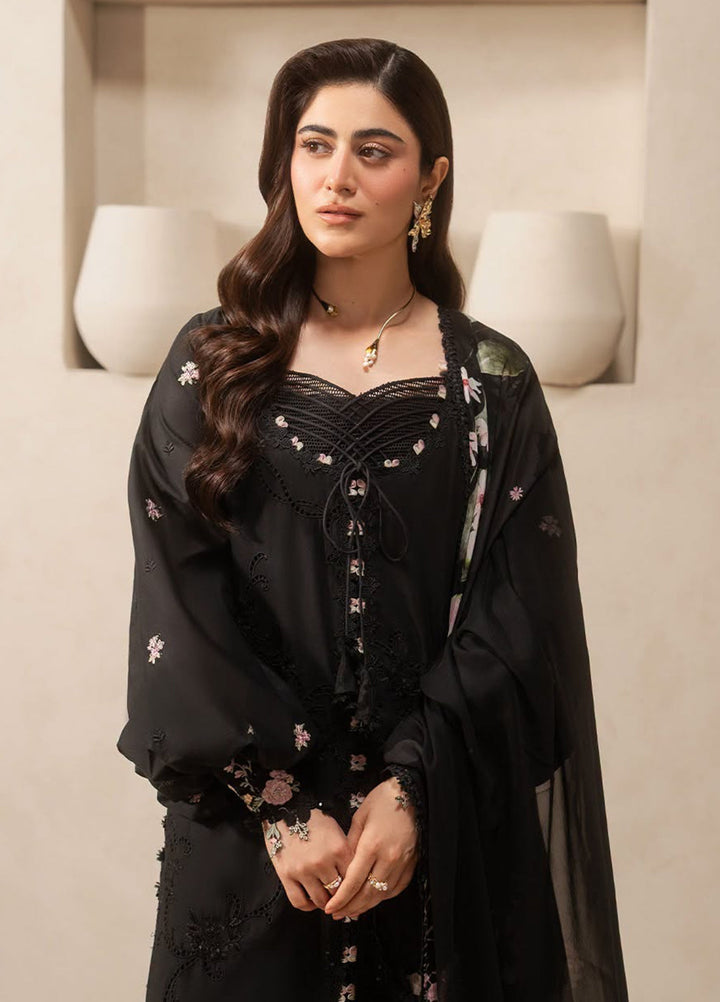 E-Craft by Elaf Unstitched Embroidered Lawn 3 Piece Suit EHC-5A Charcoal - Casual Collection