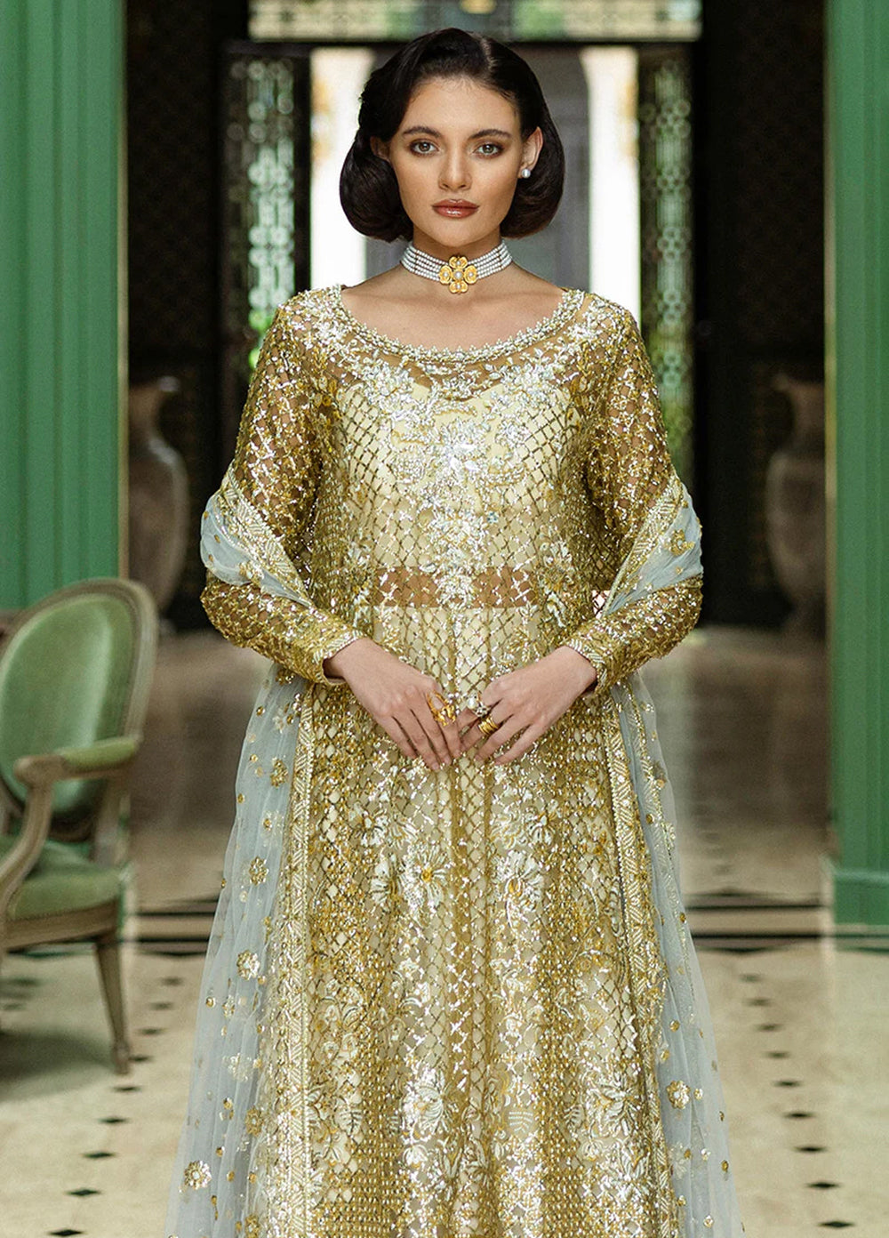 Inception by Mushq Embroidered Organza Suits Unstitched 4 Piece MQ25IW D-03 Only You - Wedding Collection