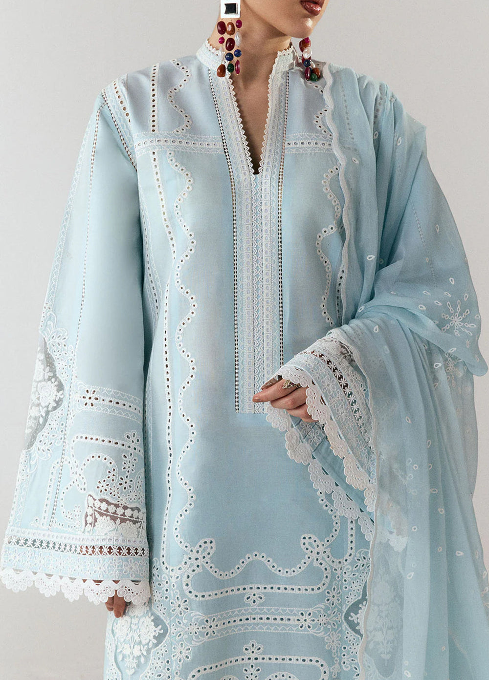 Jugnu by Hussain Rehar Unstitched Embroidered Cotton 3 Piece Suit HR26UCJ Dira JUG-LD D#1280 - Eid Collection