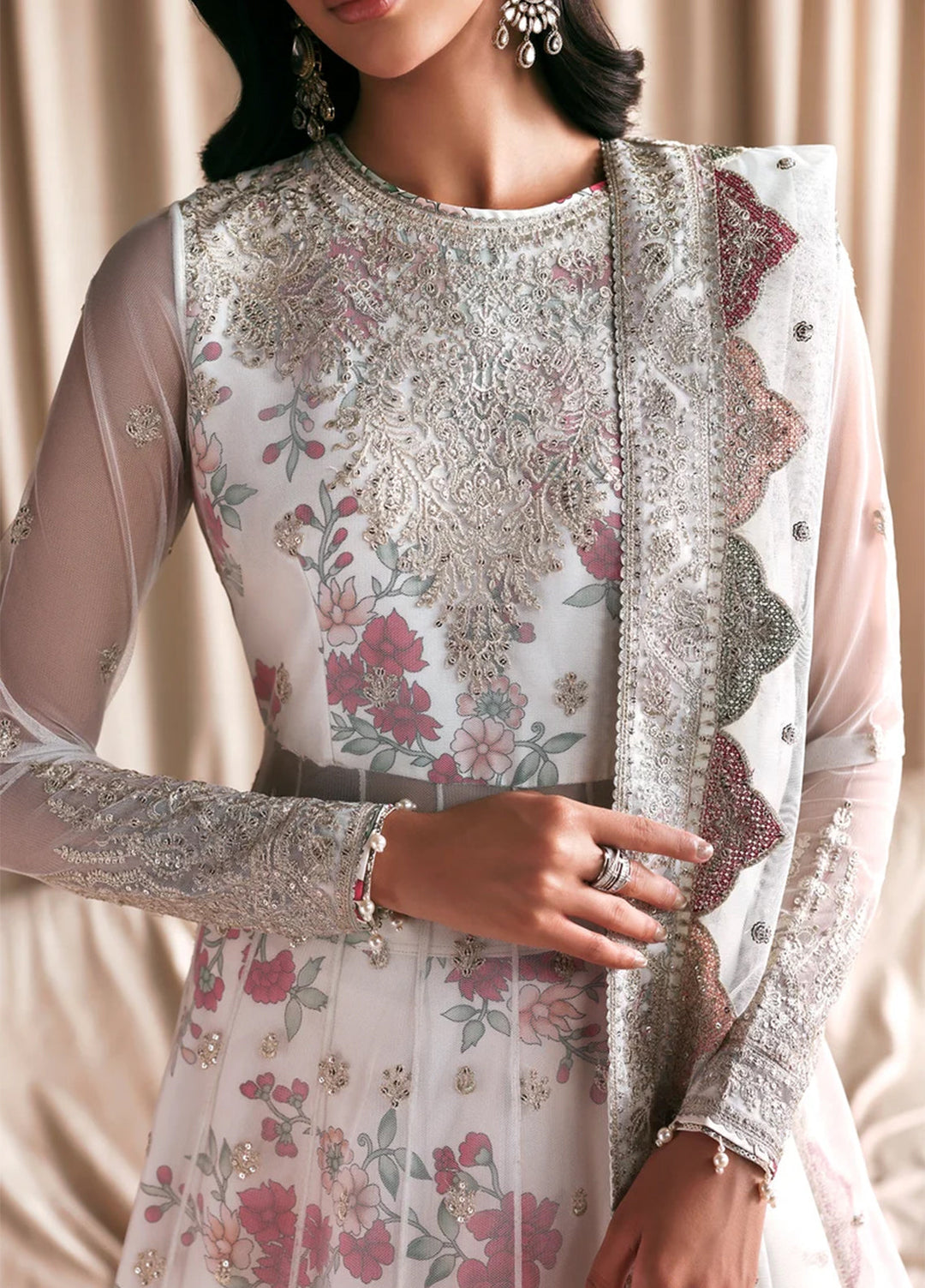 Sirayya by Zarif Unstitched Embroidered Net Sequence 3 Piece Suit ZR26US CHASHNI 03 - Wedding Collection