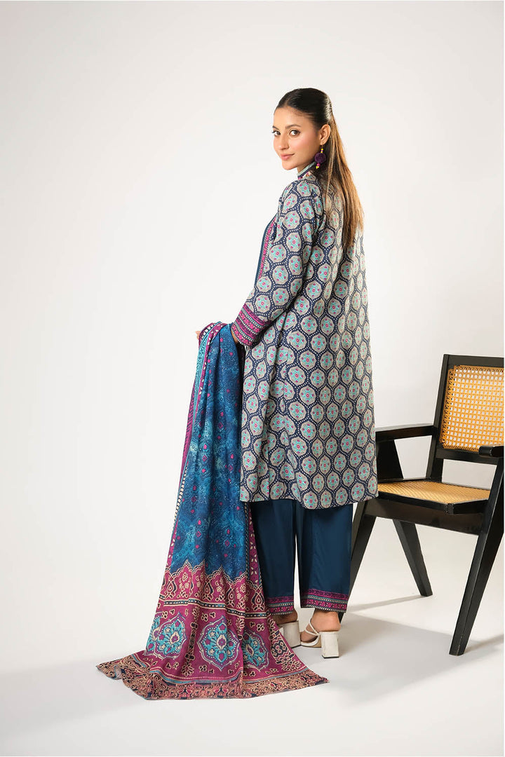 Senorita Women RTW Women Blue and Multicolor Casual 3 Piece Suit Cotton Khaddar Printed LAD-03198 - Winter Collection
