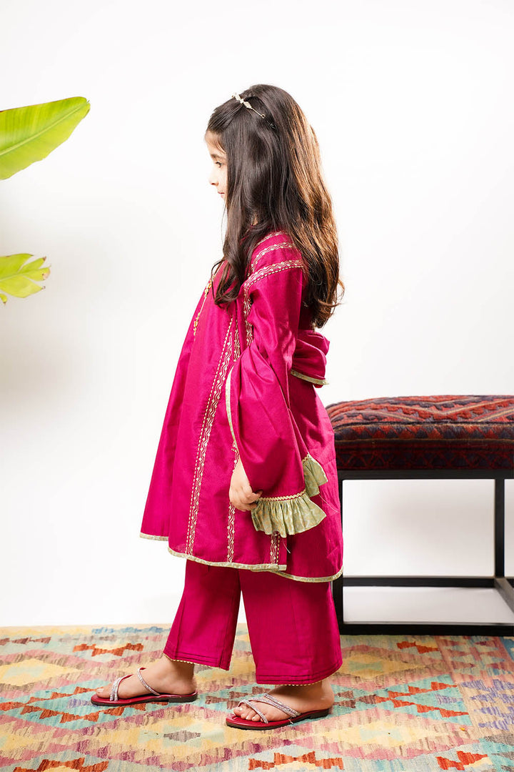 Senorita Girls RTW Embroidered Chambray 3 Piece Suit KDD-03237 Eid Collection