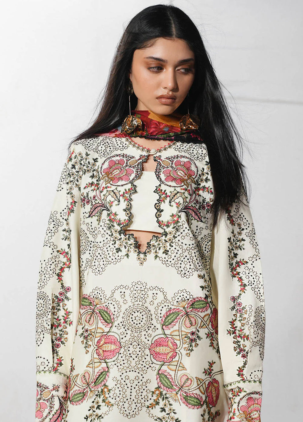 Jugnu by Hussain Rehar Unstitched Embroidered Cotton 3 Piece Suit HR26UJC RASTI - Festive Collection
