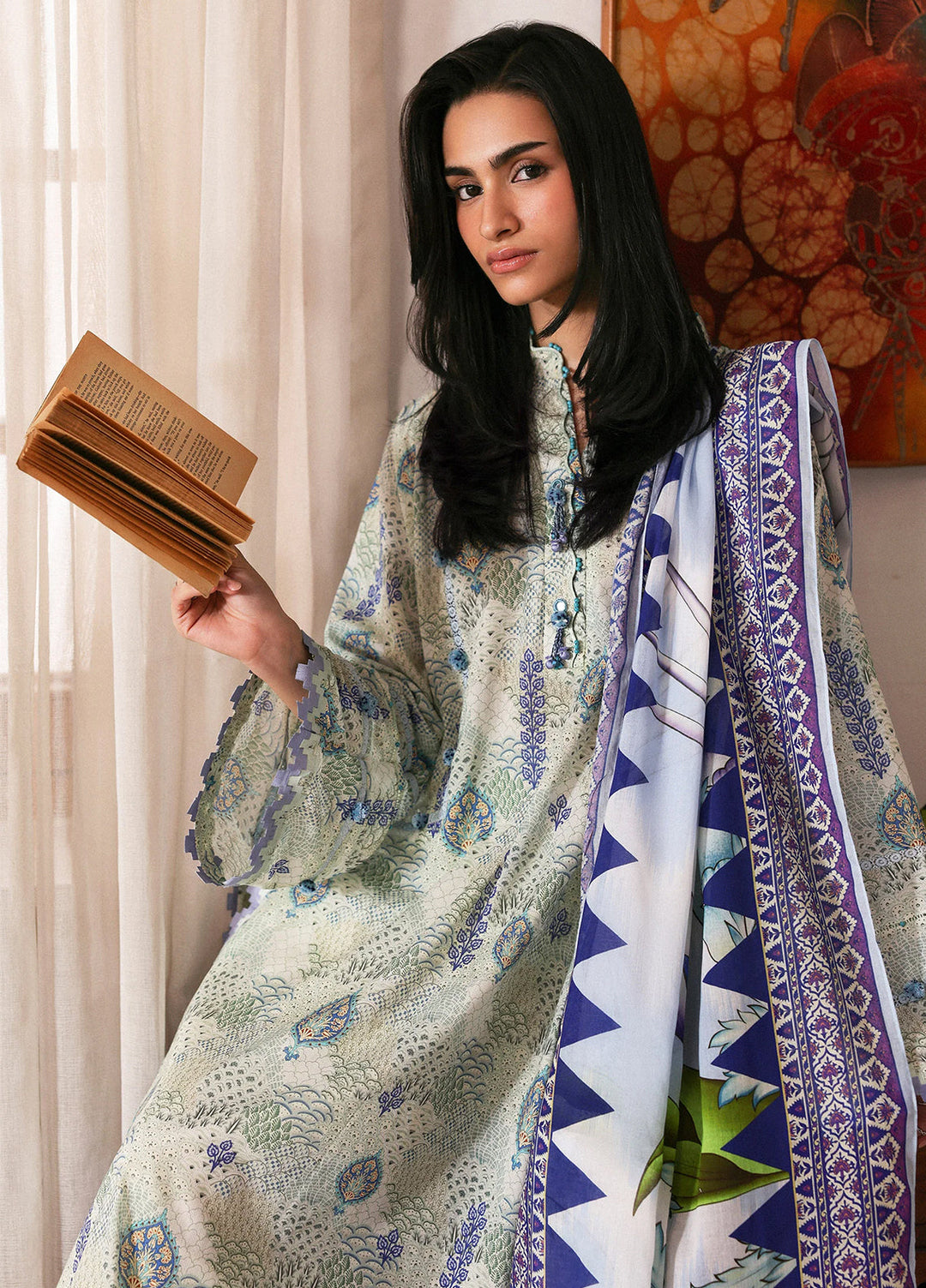 Amaya by Zaha Unstitched Printed Lawn 3 Piece Suit ZK26UAL Lilia APL26-06 - Casual Collection