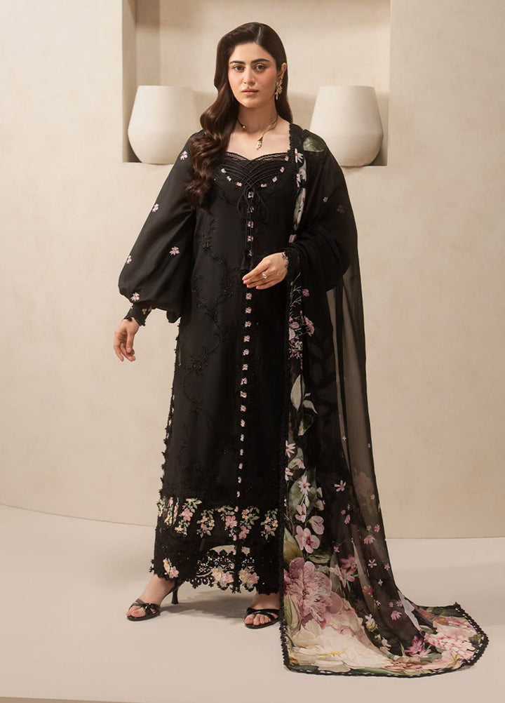 E-Craft by Elaf Unstitched Embroidered Lawn 3 Piece Suit EHC-5A Charcoal - Casual Collection