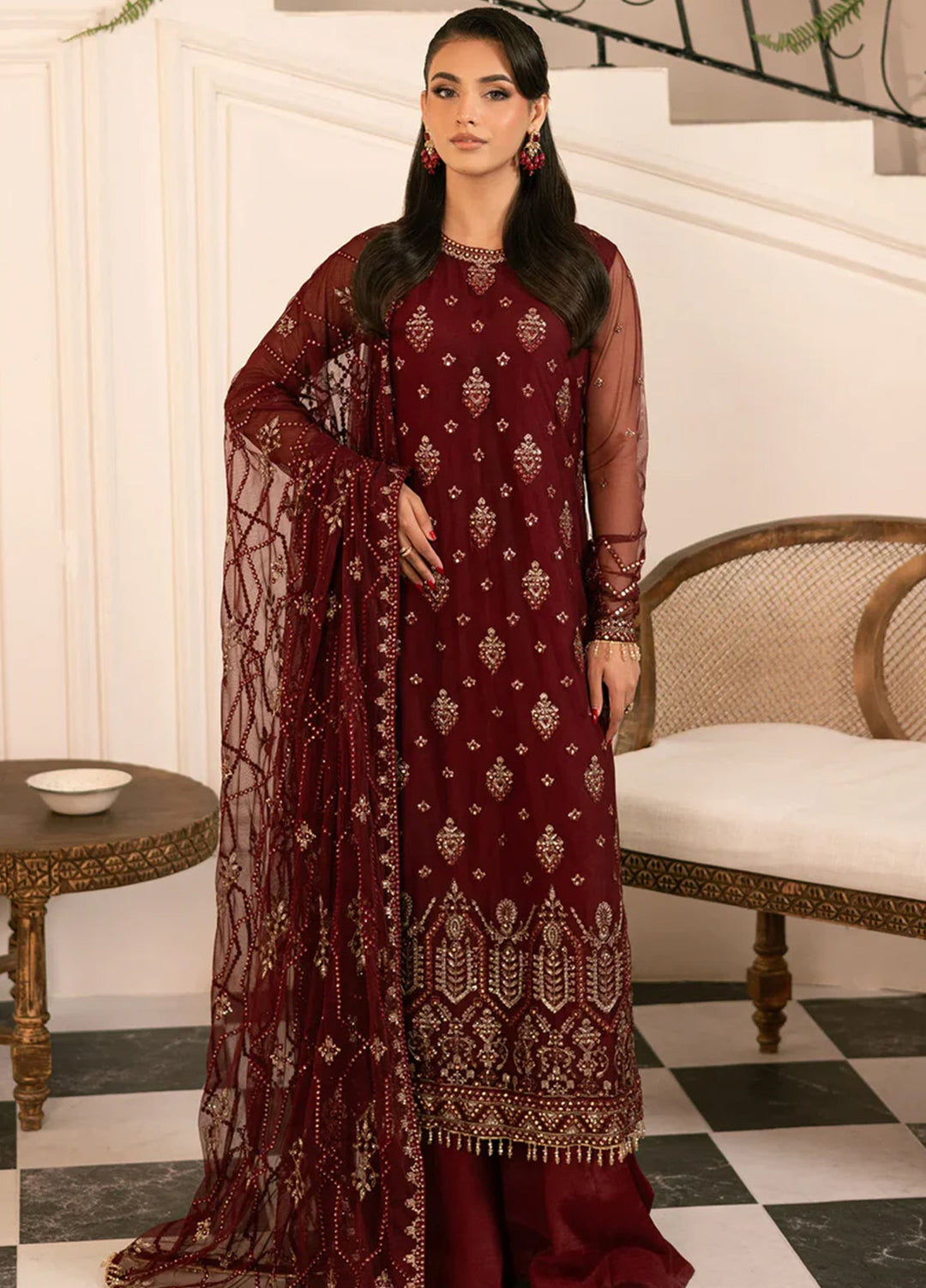 Zarif Embroidered Net Suit Unstitched 3 Piece ZR25UF ZRF-004 Amal - Formal Collection