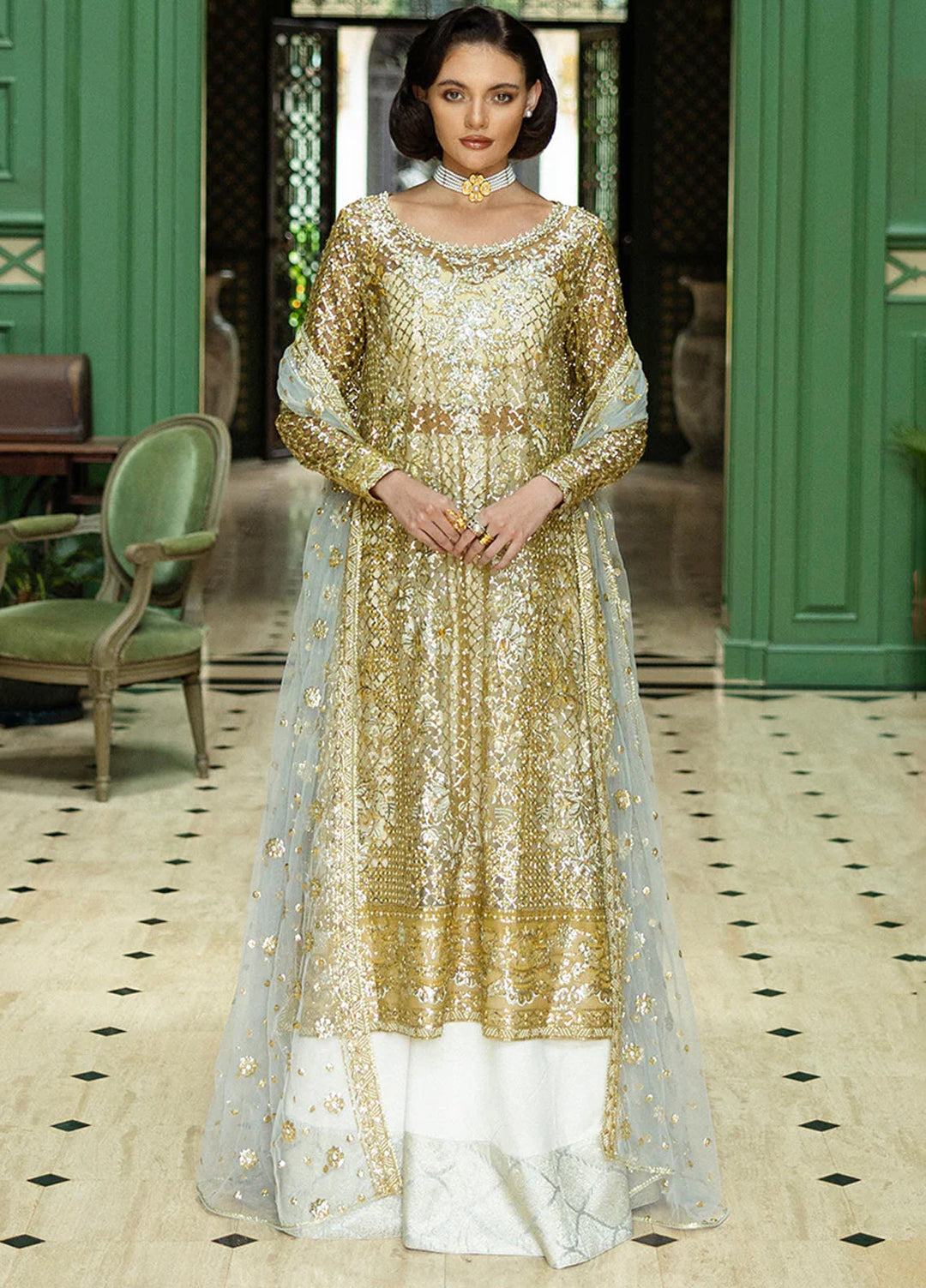 Inception by Mushq Embroidered Organza Suits Unstitched 4 Piece MQ25IW D-03 Only You - Wedding Collection