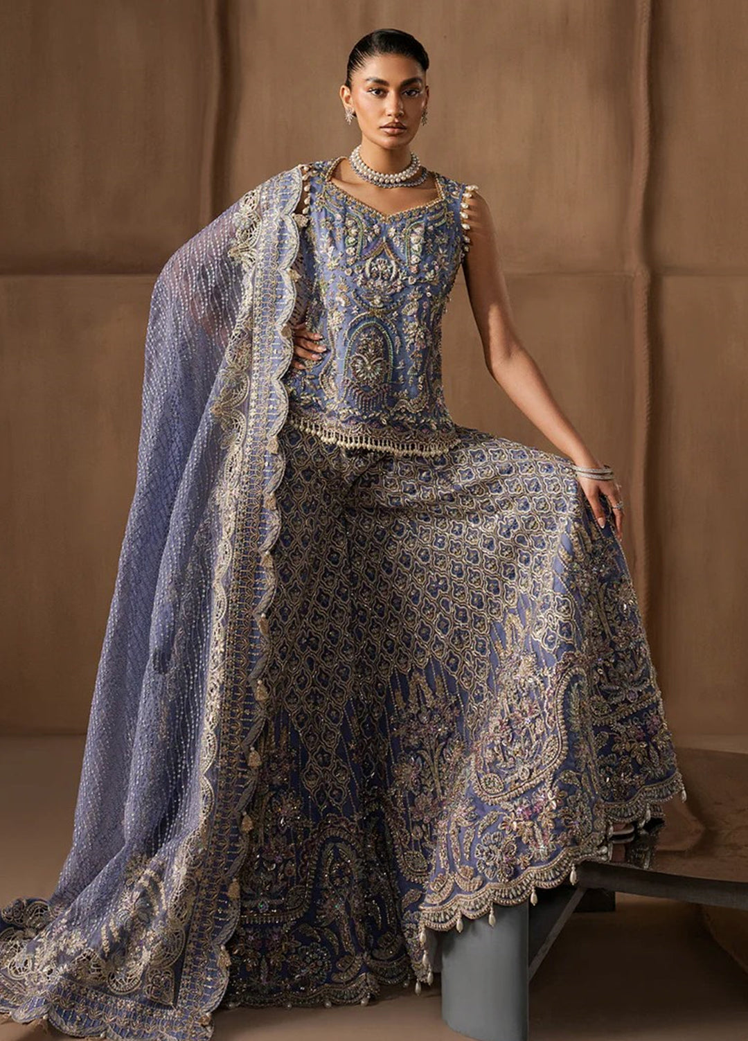 The Brides Edit by Afrozeh Unstitched Embroidered Organza 3 Piece Suit AF26UBE D-03 Arabella - Wedding Collection
